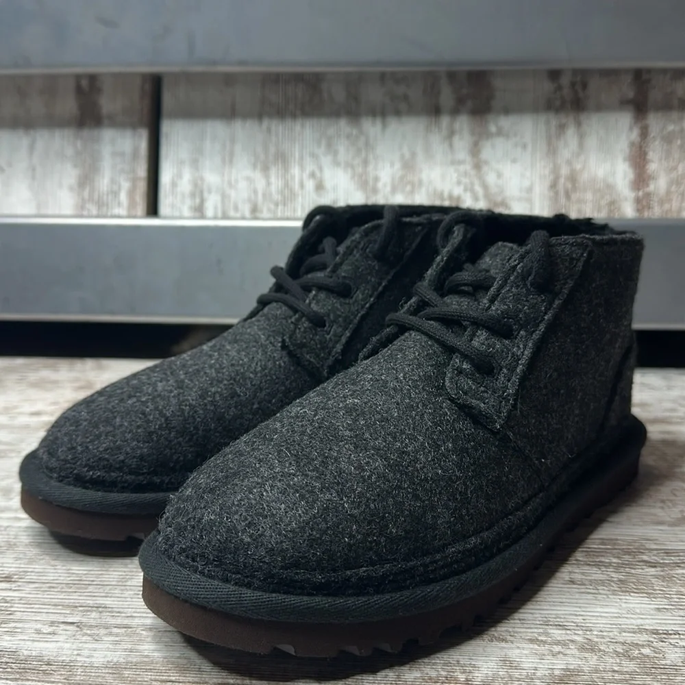 UGG Refelt Neumel Ankle Boots Women’s Size 6 Charcoal Gray Wool Lace Up